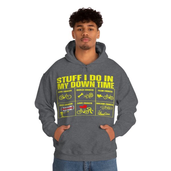 Stuff I Do In My Downtime eBike hoodie (yellow print) - Image 2