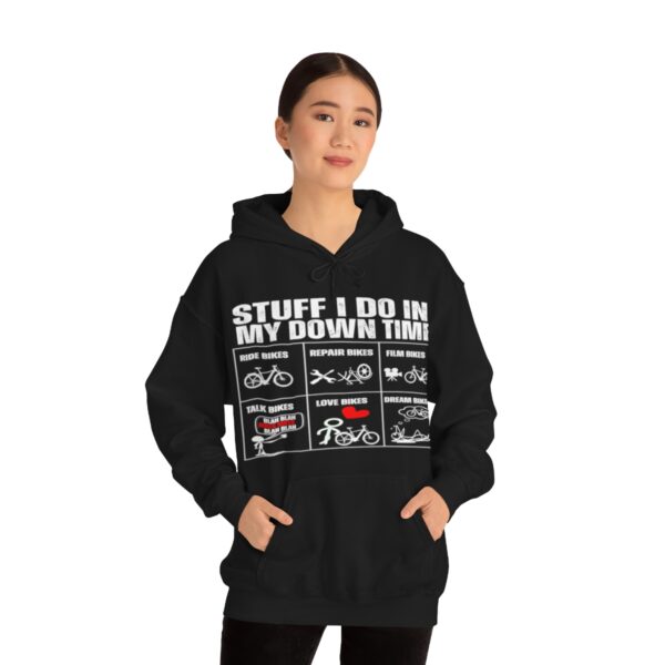 Stuff I Do In My Downtime bike hoodie (white print) - Image 2