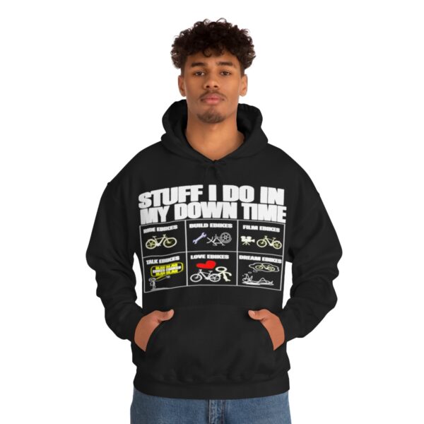 Stuff I Do In My Downtime (white print) eBike hoodie