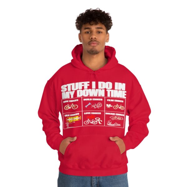Stuff I Do In My Downtime (white print) eBike hoodie - Image 8